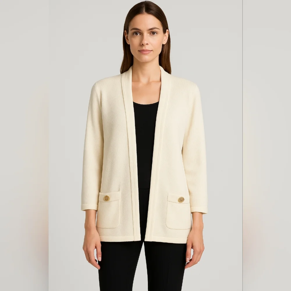 St. John Cream Women's Cardigan - Picture 1 of 8